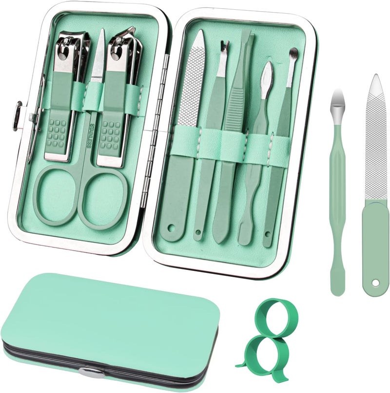 Red Flow Manicure Set 8 in 1 Nail Clipper Set, Nail Clippers,Fingernail & Toenail Clippers,Manicure Tools,Pedicure Tools,Suitable for Travel Manicure Kit,Nail Set Kit with Everything Profe (Green) - Image 1